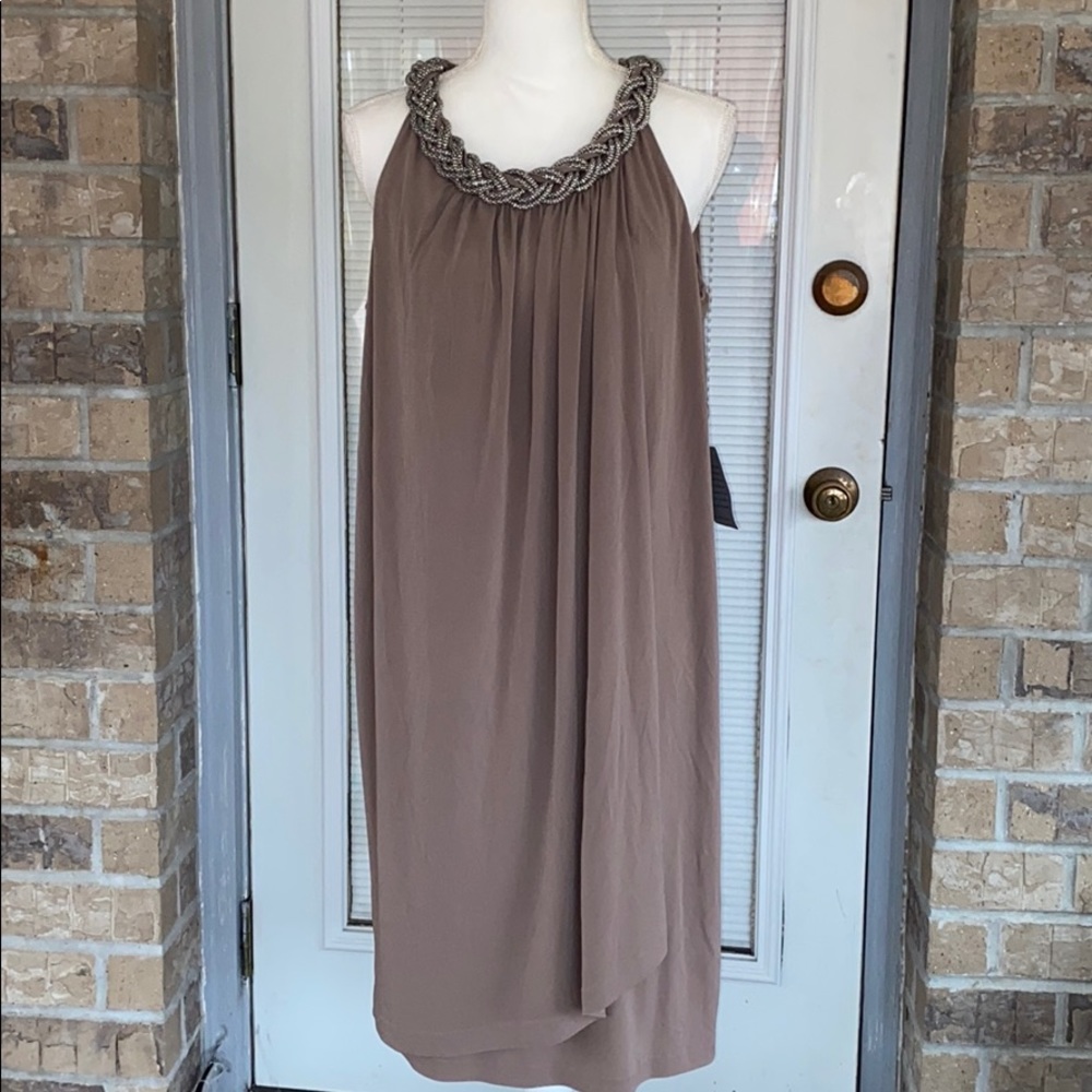 Braided Neck Overlay Dress - Donna Ricco - 14W